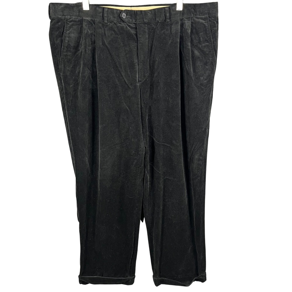 Santorelli Como 2 Corduroy Trousers Men 41 Black Pleated Cuffed Made in Italy